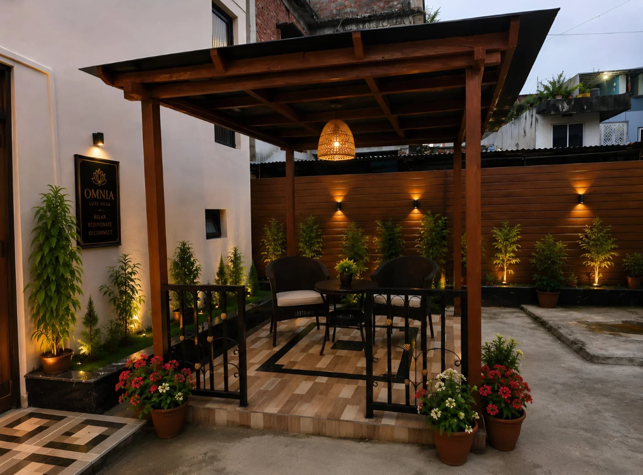 Backyard Pergola at Omnia Luxe Villa, Damak